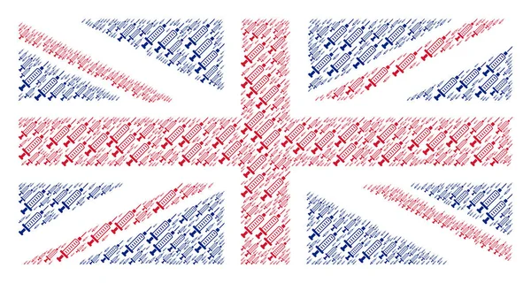 British Flag Pattern of Syringe Icons — Stock Vector