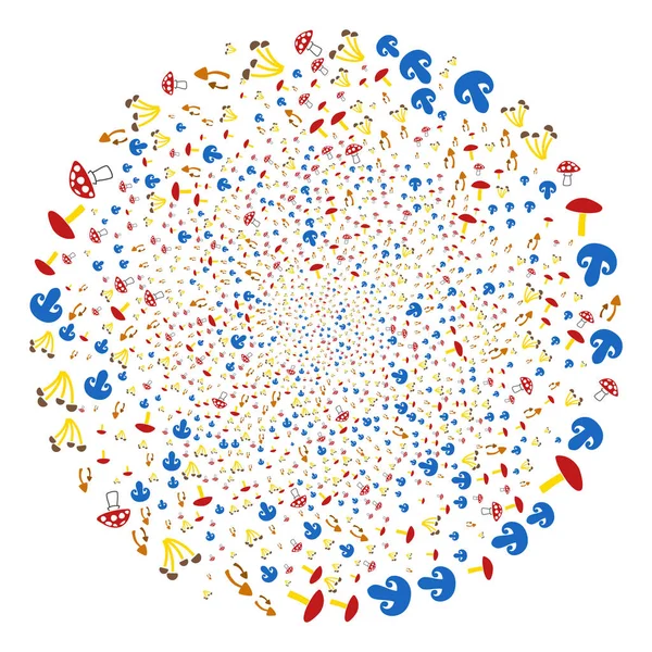 Champignons Spirale Cluster rond — Image vectorielle