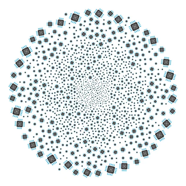 Asic 处理器离心球面簇 — 图库矢量图片