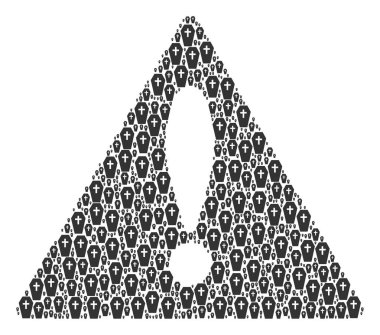 Uyarı işareti kolaj tabut simgeler