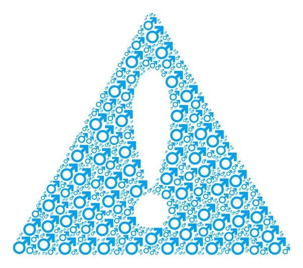 当心三角标志镶嵌的火星符号项目 — 图库矢量图片