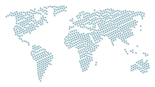 剣アイコンを交差の地球地図コラージュ — ストック写真