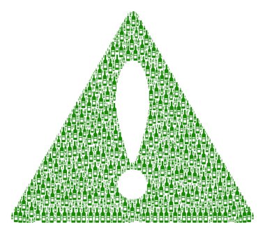 Uyarı üçgen işareti desen şarap şişesi simgeler