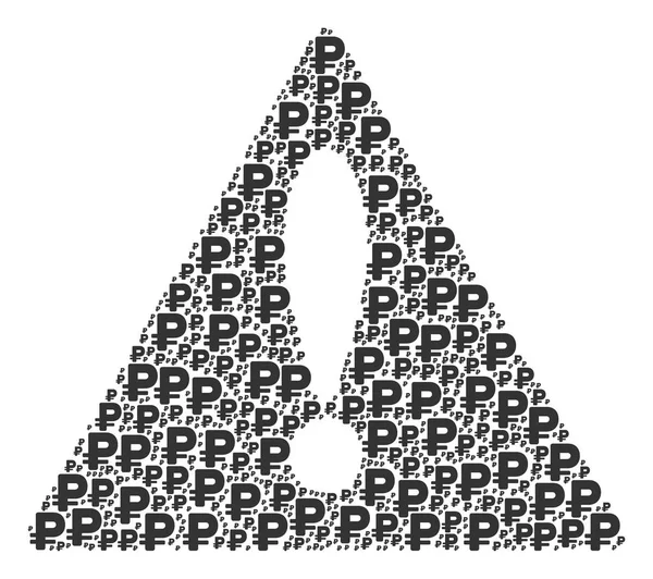 Gefährliches Dreieck-Mosaik aus Rubel-Artikeln — Stockvektor