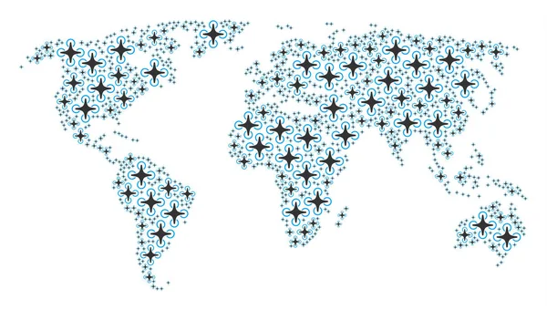 에 어 드 론 아이콘의 세계 지도 패턴 — 스톡 벡터