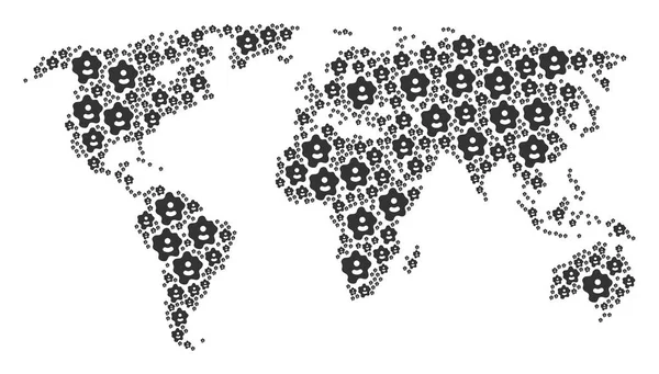 Mapa na całym świecie mozaikę ikon Ameba — Wektor stockowy