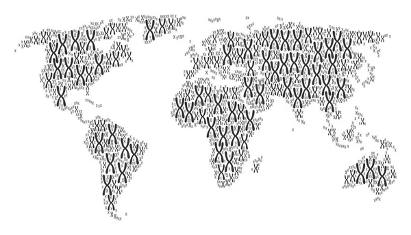 Mozaika Atlas świata chromosomu elementów — Wektor stockowy