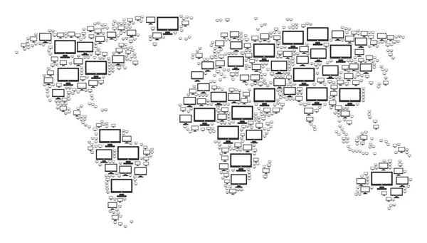 全球地图集拼贴计算机显示图标 — 图库矢量图片