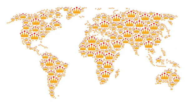 Mapa Globalna wzór korony ikon — Wektor stockowy