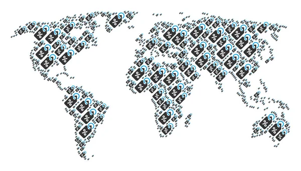 Mapa Globalna wzór zniżki Znakowanie elementów — Wektor stockowy