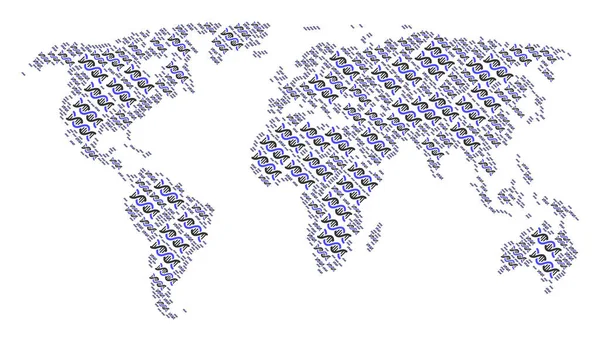 Dna 螺旋项目的世界地图模式 — 图库矢量图片