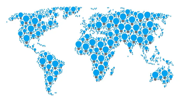 Globaler Atlas der Glühbirnen — Stockvektor