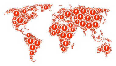 Küresel Atlas kolaj elektrik simgeler