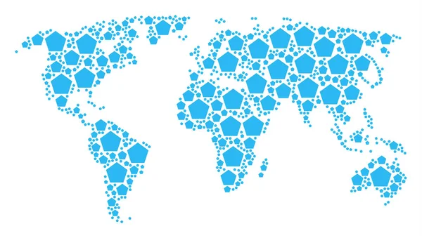 Modèle Atlas mondial des icônes remplies du Pentagone — Image vectorielle