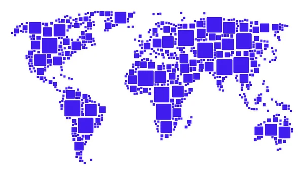 Wereld kaart patroon van gevulde vierkante Items — Stockvector