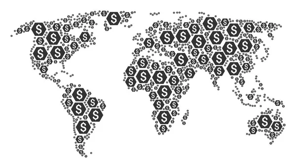 Atlante mondiale Mosaico delle Finanze Articoli — Vettoriale Stock