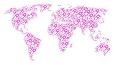 Global harita mozaik aşk granül simgeler