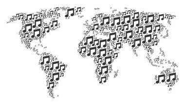 Müzik mozaiği dünya çapında harita öğeleri notları
