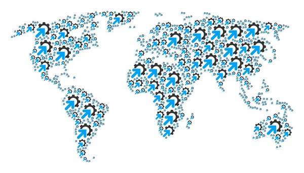 Globales Atlas-Mosaik von Elementen der Getriebeintegration — Stockvektor