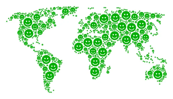 기쁜 미소 항목의 전세계 지도 합성 — 스톡 벡터