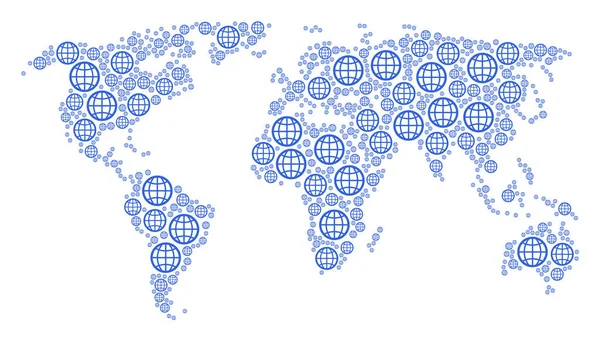 Padrão de mapa mundial de ícones do globo —  Vetores de Stock