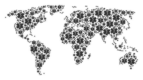 Collage Global Atlas Life Star ikon — Wektor stockowy