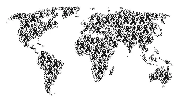 Şerit simgeler yas küresel Atlas desen — Stok Vektör