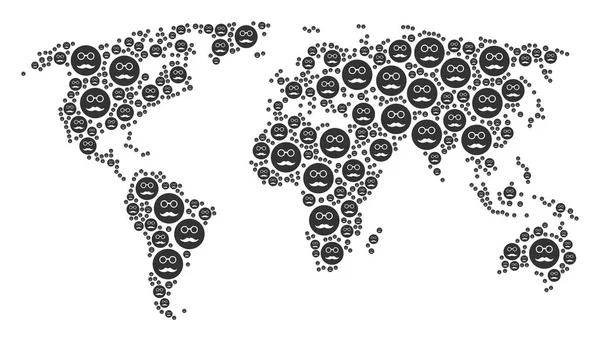 Worldwide Map Collage of Pension Ícones Smiley —  Vetores de Stock