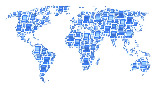 Atlas mundial Colagem de itens de rolo de script —  Vetores de Stock