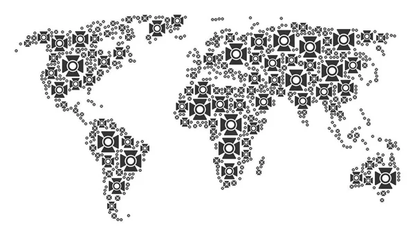 Dünya çapında harita desen Searchlight simgeler — Stok Vektör