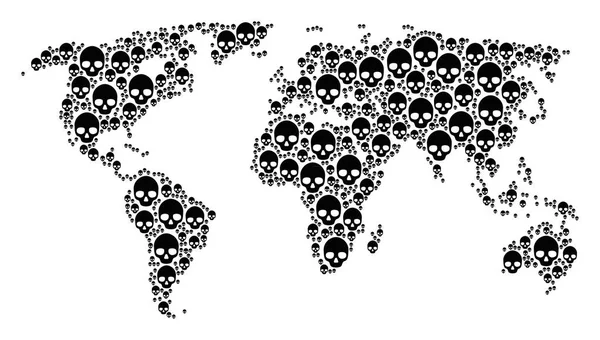 Atlas mondial Mosaïque des articles de crâne — Image vectorielle
