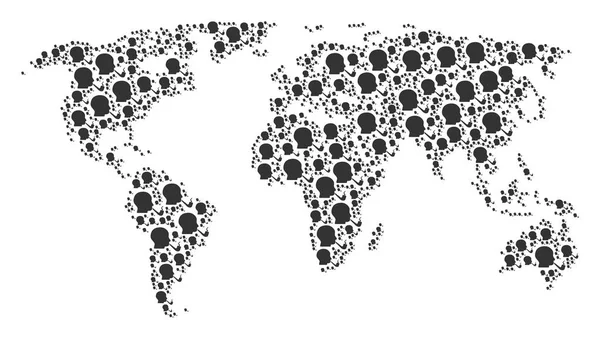 Wereld kaart patroon van roken Detective pictogrammen — Stockvector