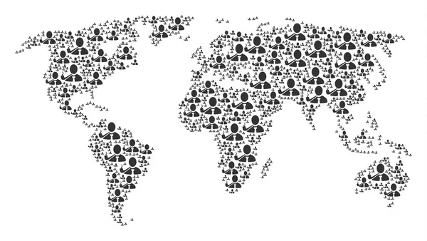 Atlas mundial Colagem de ícones de detetive de fumar —  Vetores de Stock