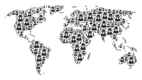 Global Atlas patroon van Spy pictogrammen — Stockvector