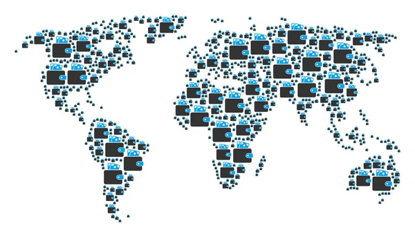Wzór na całym świecie Atlas portfel elementów — Wektor stockowy