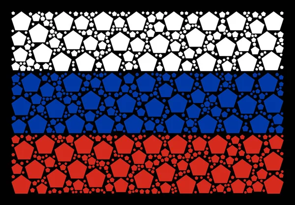 Russia Flag Mosaic of Filled Pentagon Objects — Stock Vector