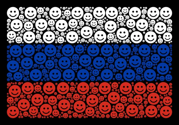 Russisk flag collage af glade smil objekter – Stock-vektor