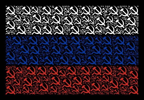 Mozaika Rosyjska flaga sierp i młot elementów — Wektor stockowy