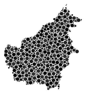 Borneo Adası harita mozaiği dolu daire