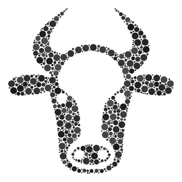 Cow huvud sammansättningen av fyllda cirklar — Stock vektor