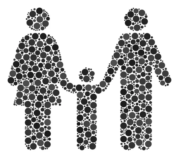 Familia niño mosaico de círculos llenos — Vector de stock