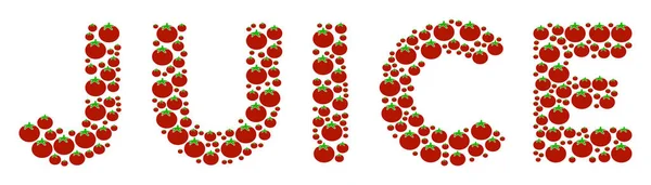 Saft Wort Collage von Tomaten — Stockvektor