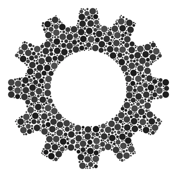 Gear Mosaic of Filled Circles — Stock Vector