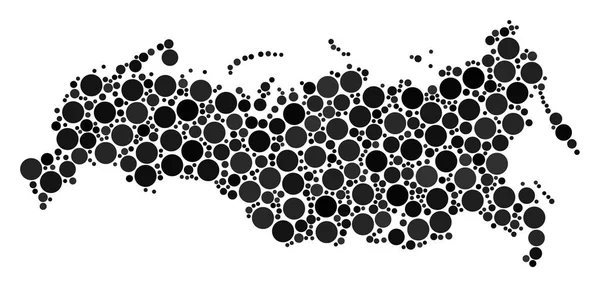 塗りつぶされた円のロシア地図モザイク — ストックベクタ