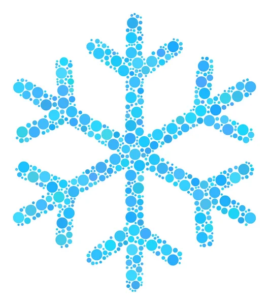 Νιφάδα χιονιού κολάζ από γεμισμένοι κύκλοι — Διανυσματικό Αρχείο