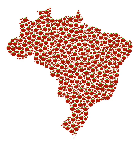 Бразилія карту склад томатний — стоковий вектор