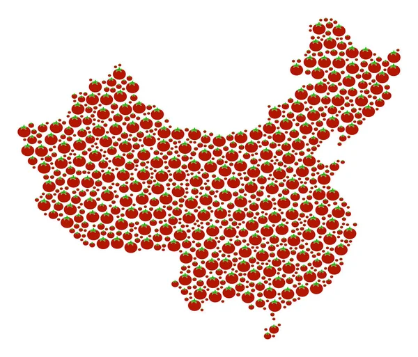 China Karte Collage von Tomaten — Stockvektor