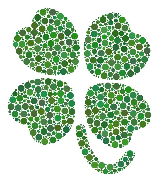 Vierblättrige Kleeblatt-Collage aus gefüllten Kreisen — Stockvektor
