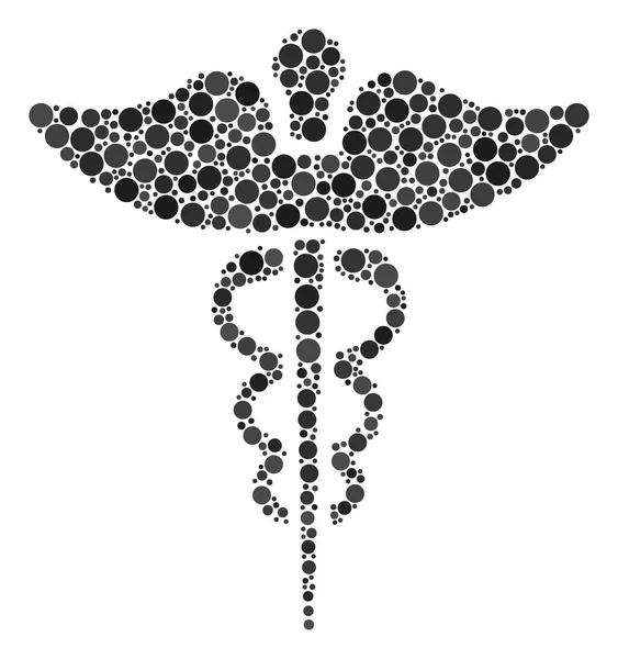 Медицина кадуцей символ колаж із крапками — стоковий вектор