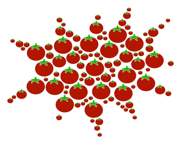 Boom Bang Composición de tomate — Vector de stock